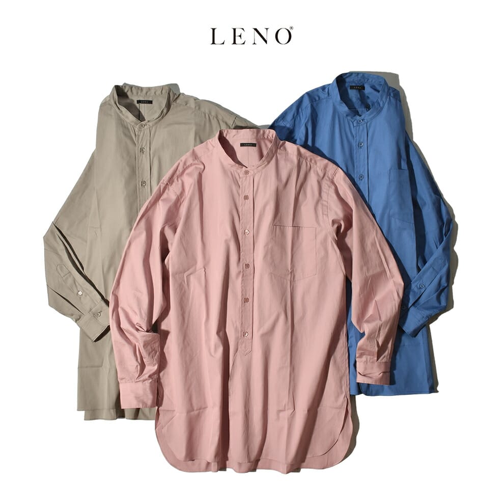 50％OFF SALE セール】LENO リノ BAND COLLAR SHIRT バンドカラー