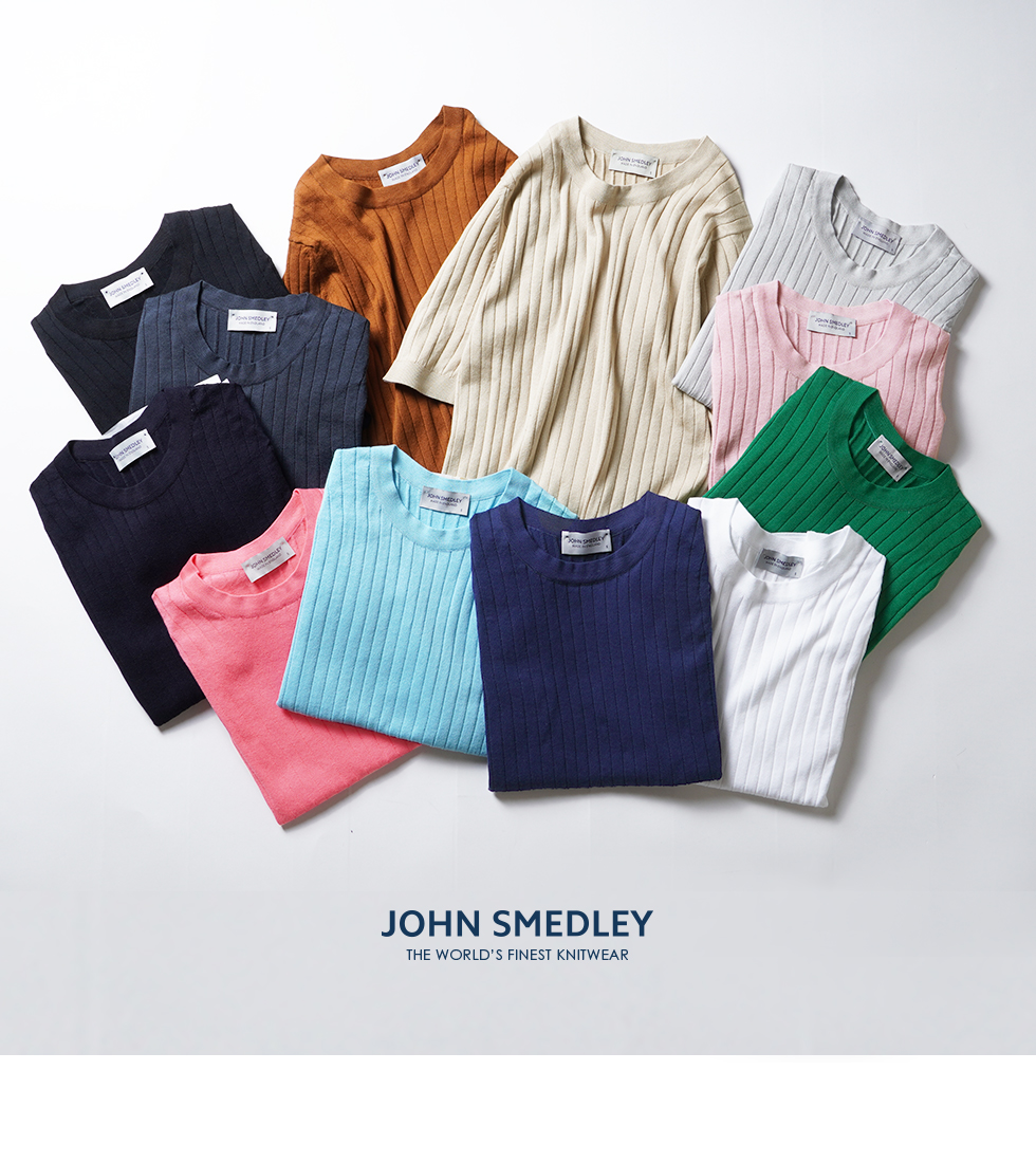 JOHN SMEDLEY/30G SEA ISLAND COTTON CREW NECK RIB KNIT|30G シー
