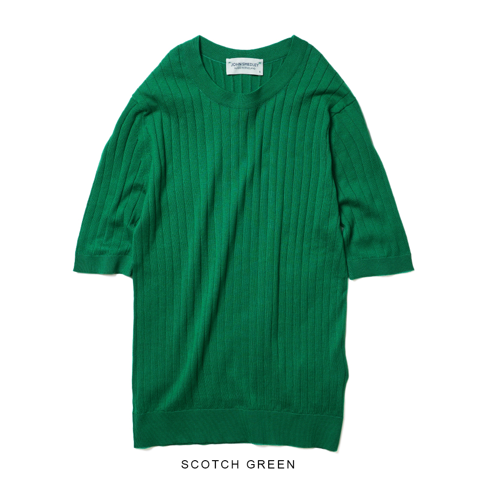 JOHN SMEDLEY/30G SEA ISLAND COTTON CREW NECK RIB KNIT|30G シー