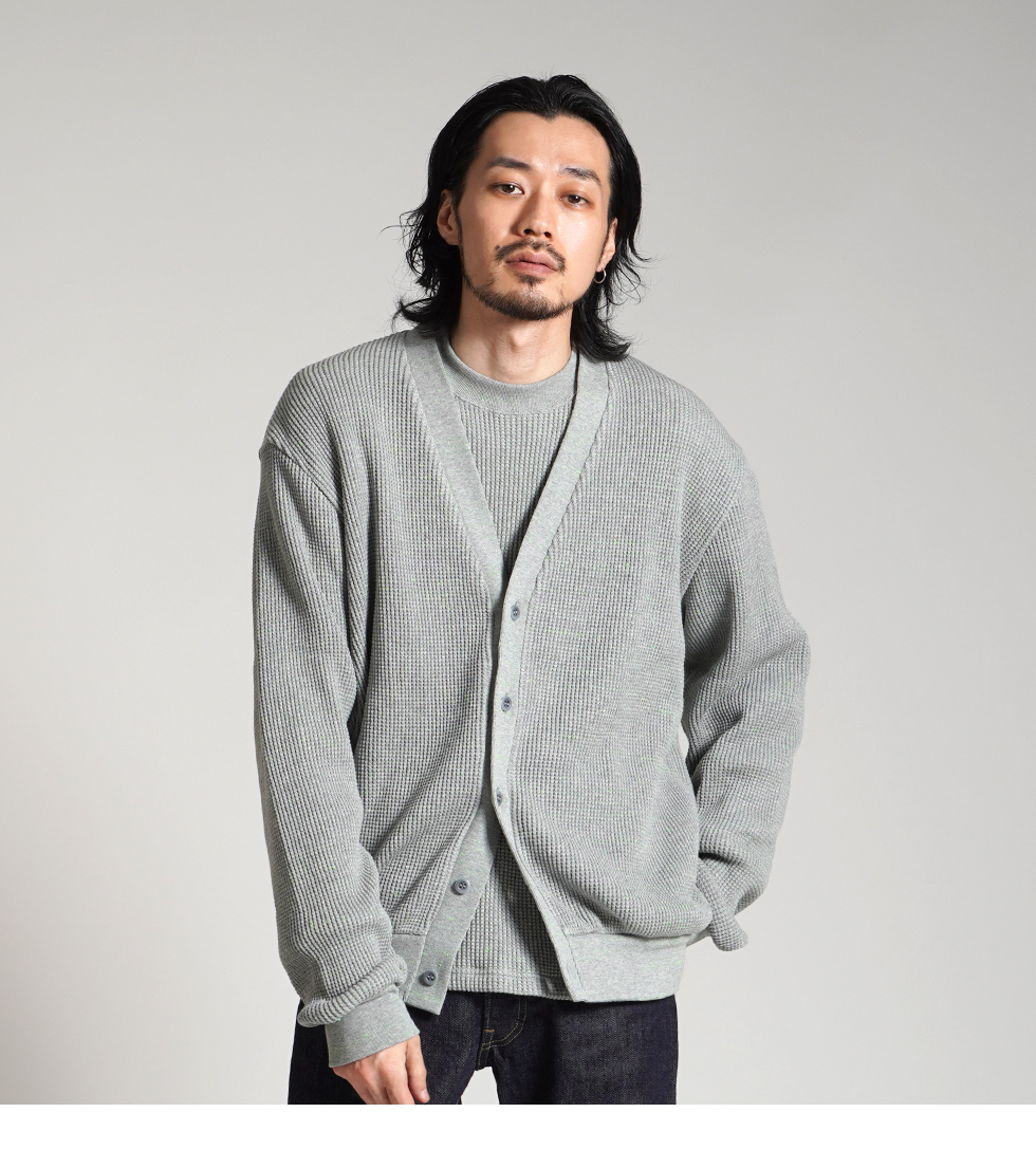 mocT モクティ NEON HEAVY WAFFLE L/S CARDIGAN ネオン ヘビー