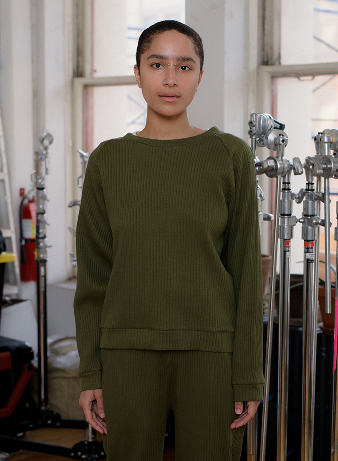 baserange リブ　トップス ベースレンジ Baserange BASIC SWEAT TEE-FLEECE RIB ベーシック