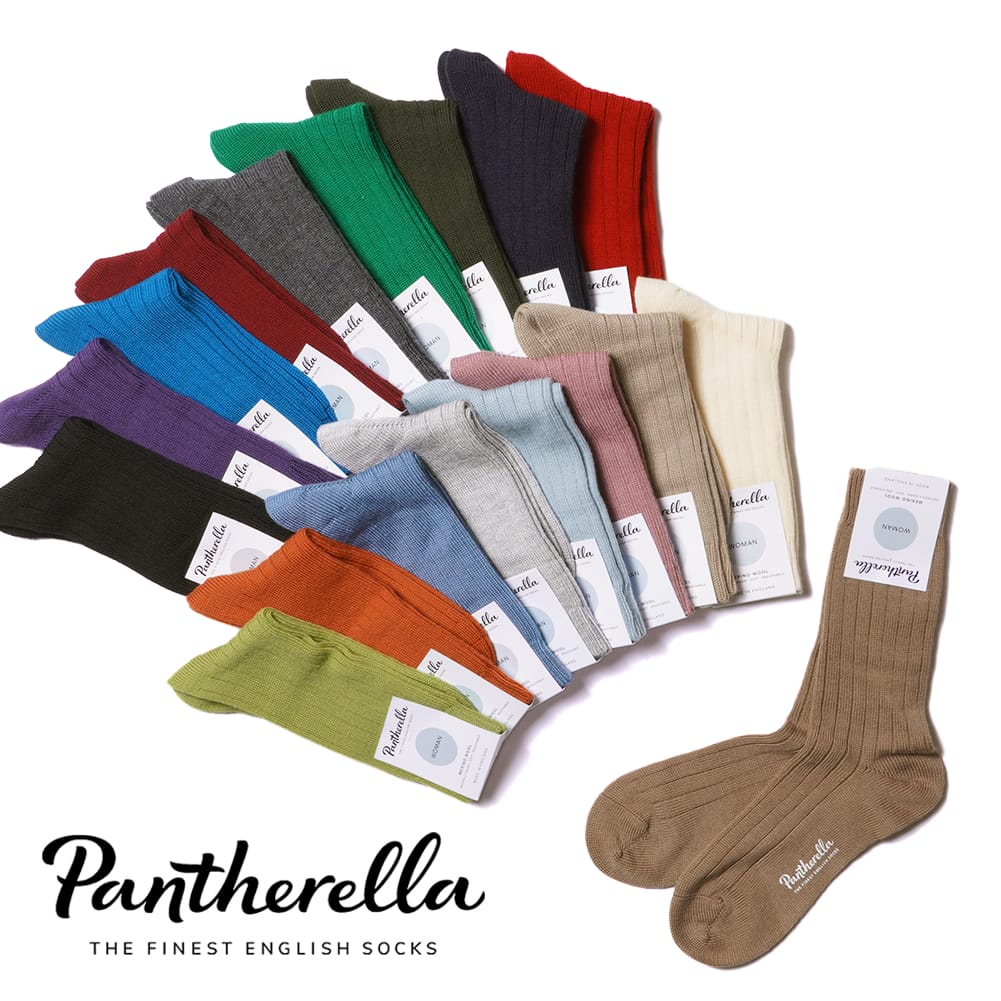 パンセレラ レディース 靴下 メリノ ウール 5×1リブ ソックス J905 PANTHERELLA WOMENS