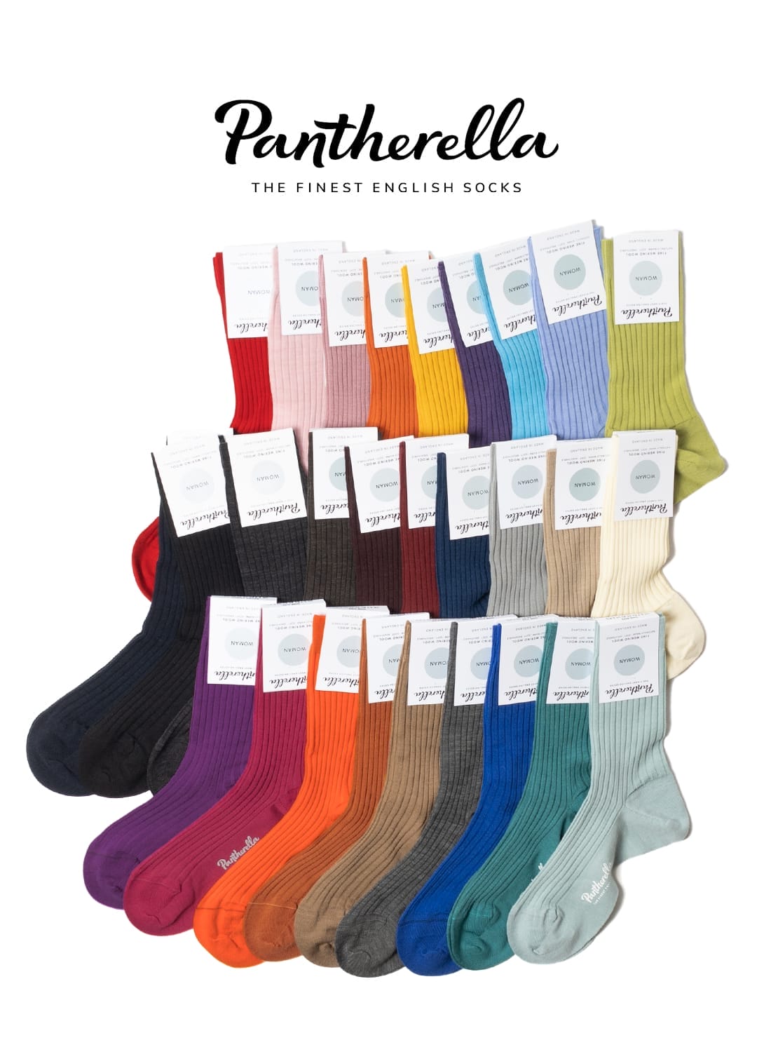 PANTHERELLA/RIB SOCKS|メリノ ウール 5×3リブ ソックス レディース