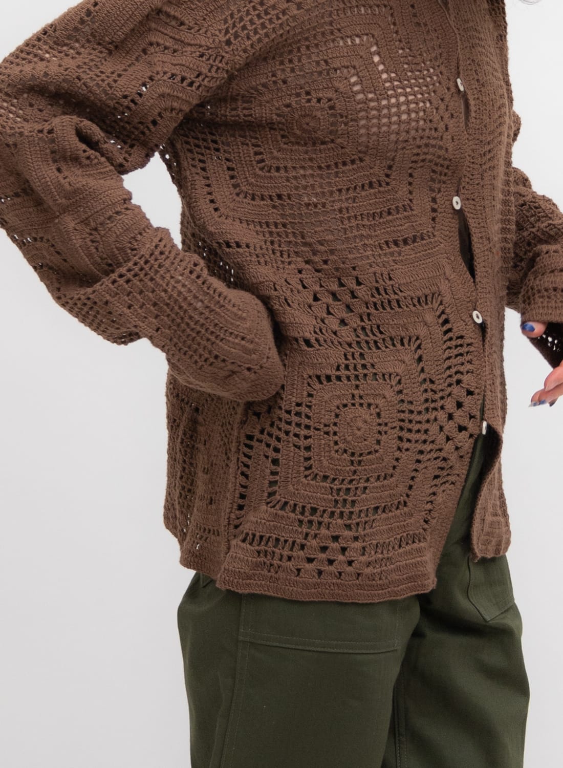 新品BODE/レース長袖シャツbodeクロシェニット BODE(ボーディ)/OVERDYE CROCHET SHIRT(オーバーダイ クロシェ