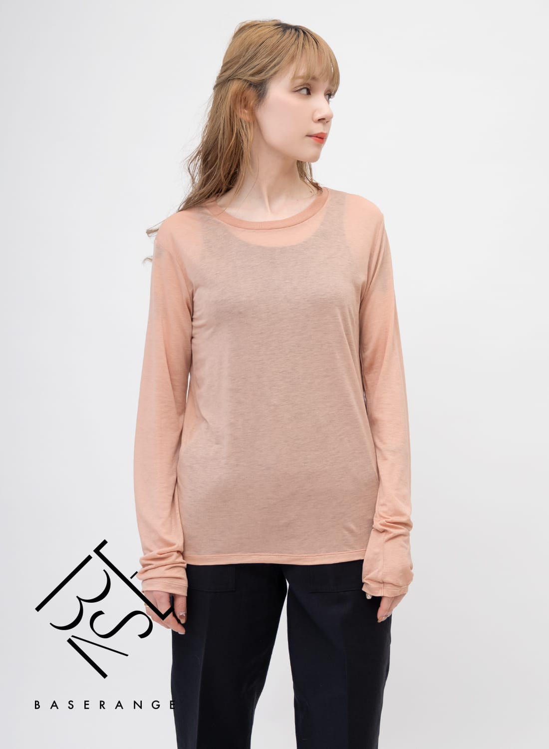 Baserange(ベースレンジ)/LONG SLEEVE TEE(ロングスリーブ ティー)/Tシャツ カットソー 長袖 バンブー リヨセル 竹  TOLS-BL-SU24 YU ROSE シーズンカラー Baserange(ベースレンジ)| MOONLOID