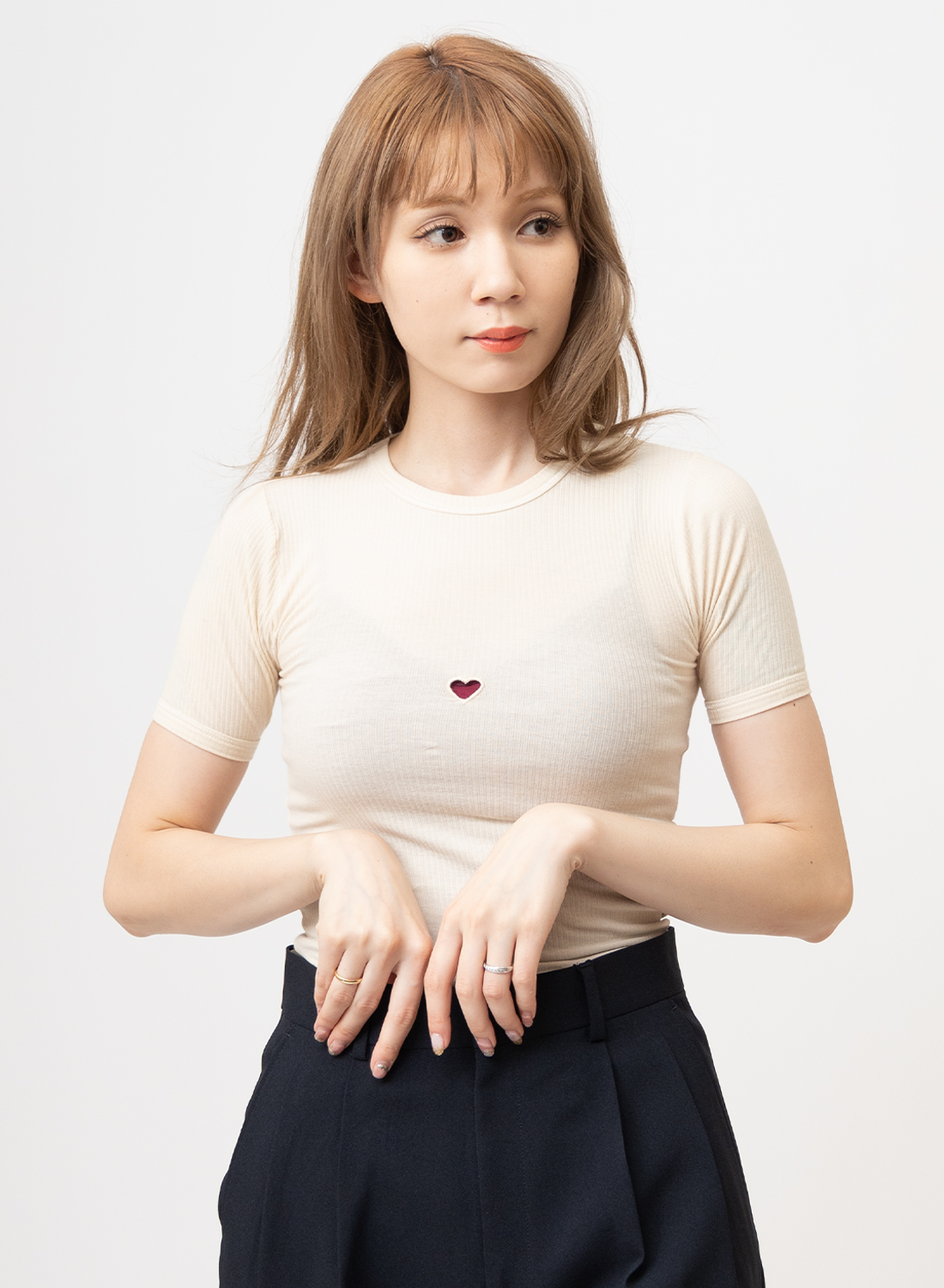 BASERANGE ベースレンジ 半袖 リブニット 楽天市場】BASERANGE ベースレンジ Tシャツ HEART TEE SHIRT