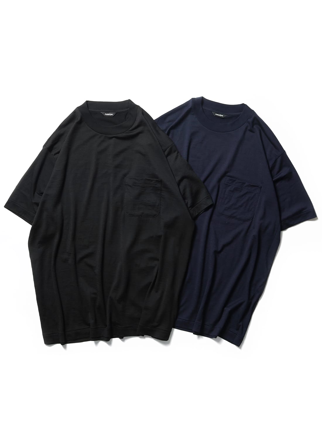 EULLA 2022SS メリノウール100% ホワイト半袖Tシャツ Ameriyas メリノウール100% クルーネック長袖Tシャツ 全2色