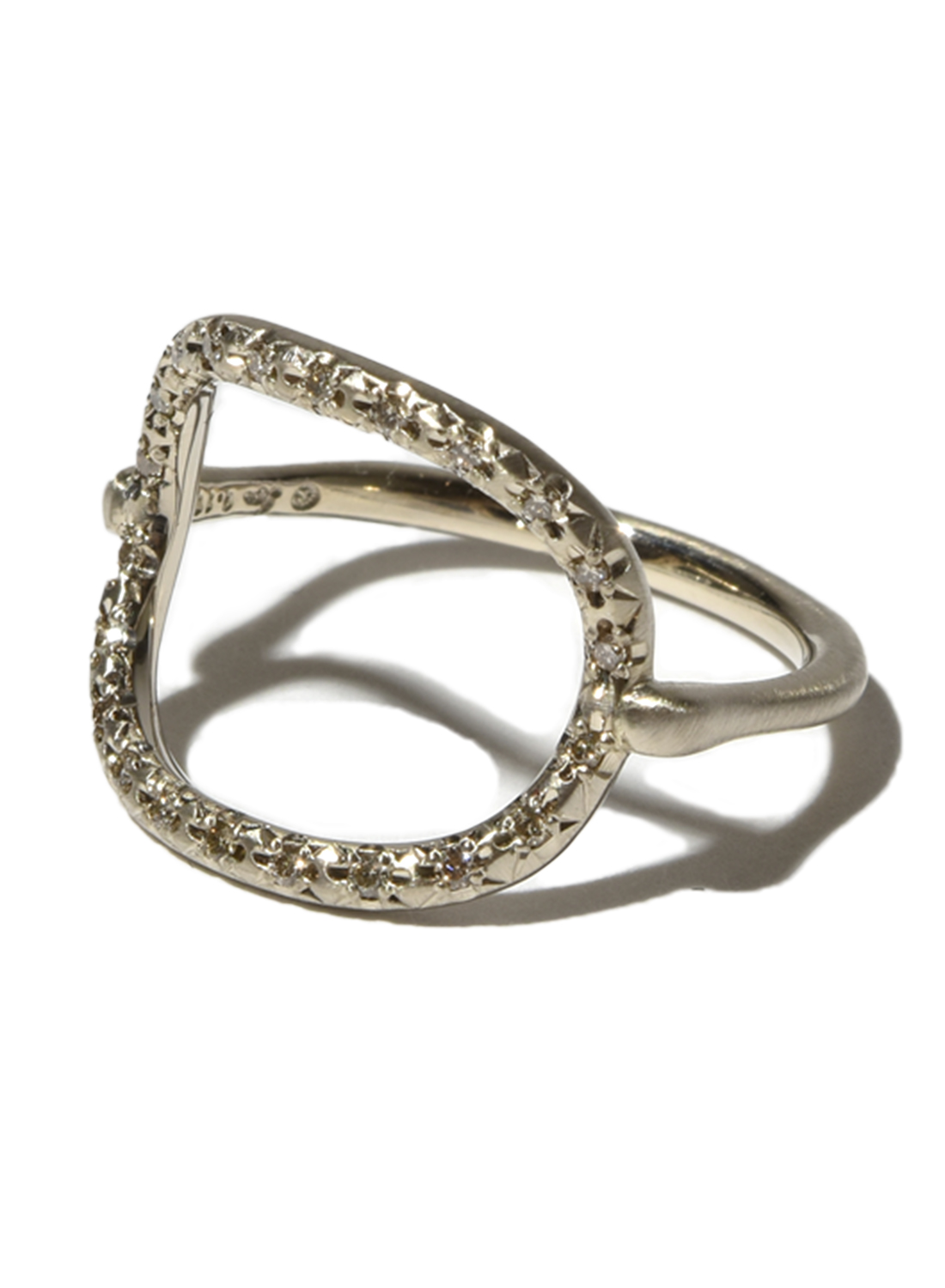 Hum レクタングルリング ホワイトダイヤ K18YG hum Humete Rectangle Ring ハムエタ リング レクタングルリング