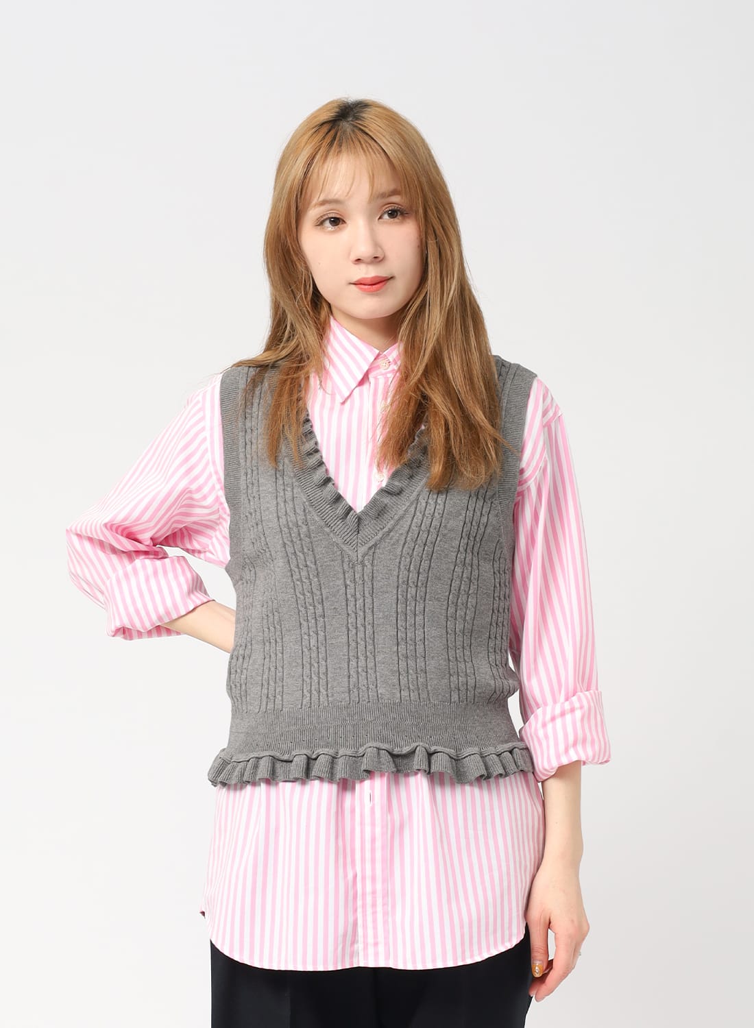 RHODOLIRION /ロドリリオ Command Knit Vest CABLE STITCH SLEEVELESS SWEATER|ケーブル ステッチ スリーブレス