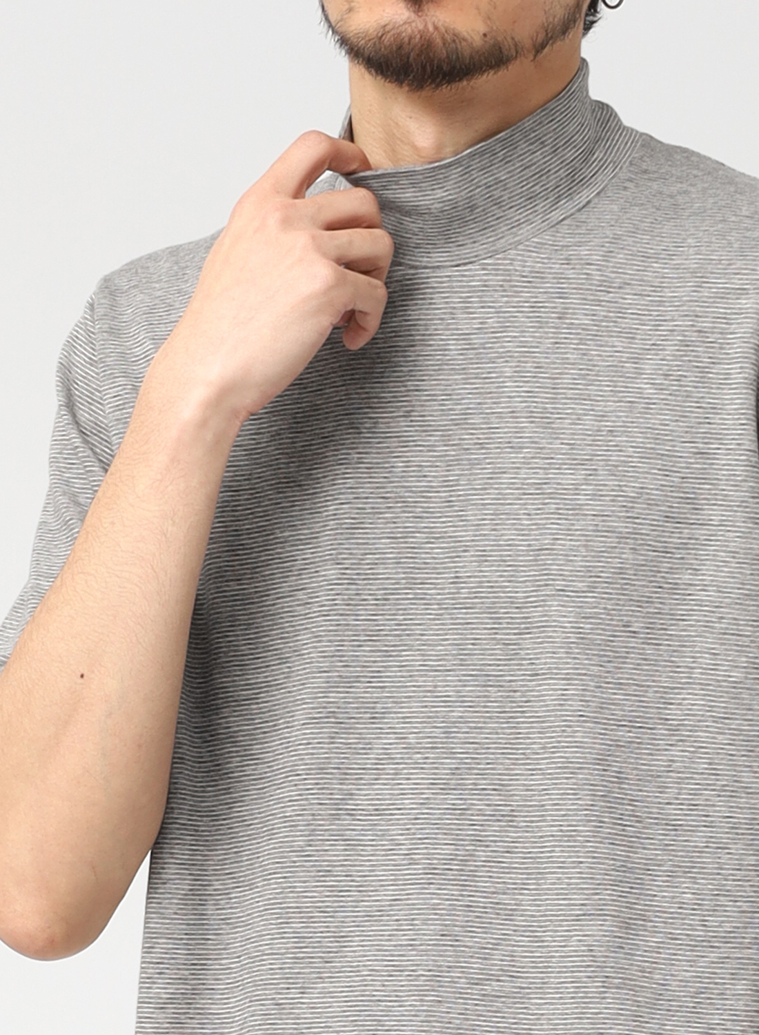 ANATOMICA（アナトミカ）MOCK NECK TEE S/S MICRO STRIPE