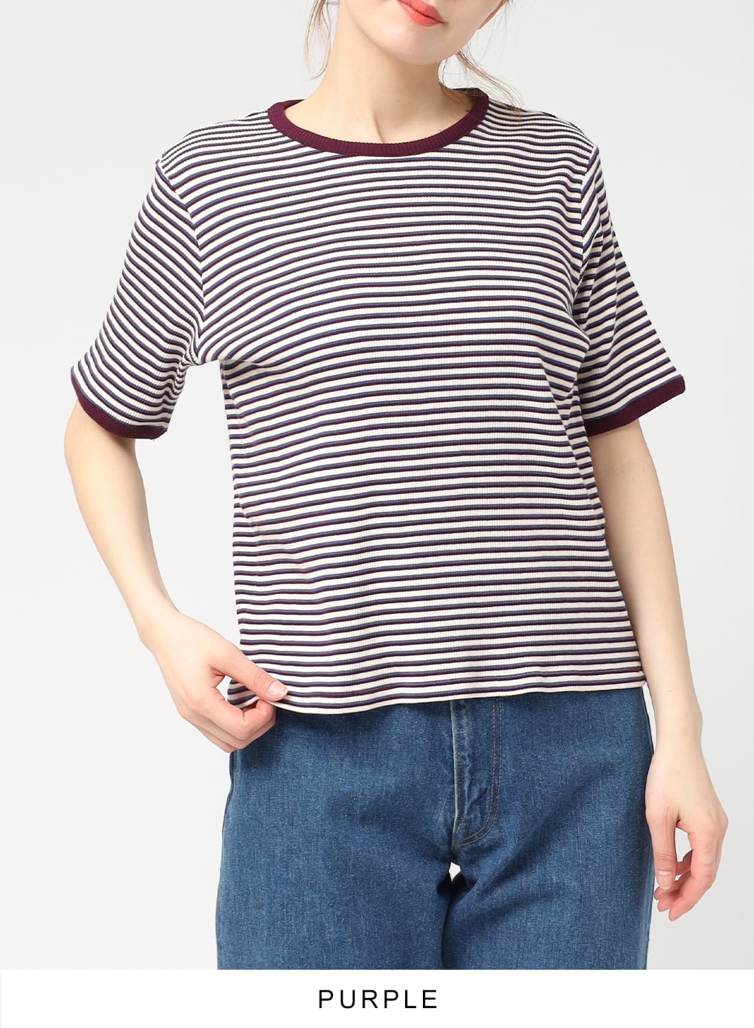 semoh - 【25SS】ボーダー プリント Tシャツ 半袖 / BORDER
