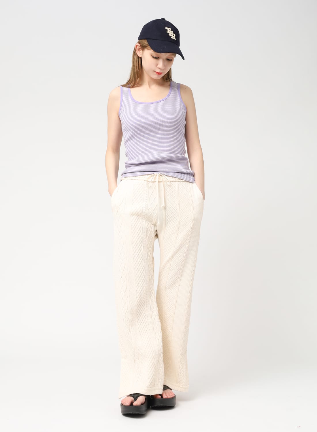 RHODOLIRION(ロドリリオン)/Slit Flare Pants - Aran Pattern RHODOLIRION(ロドリリオン)/Slit Flare Pants - Aran Pattern