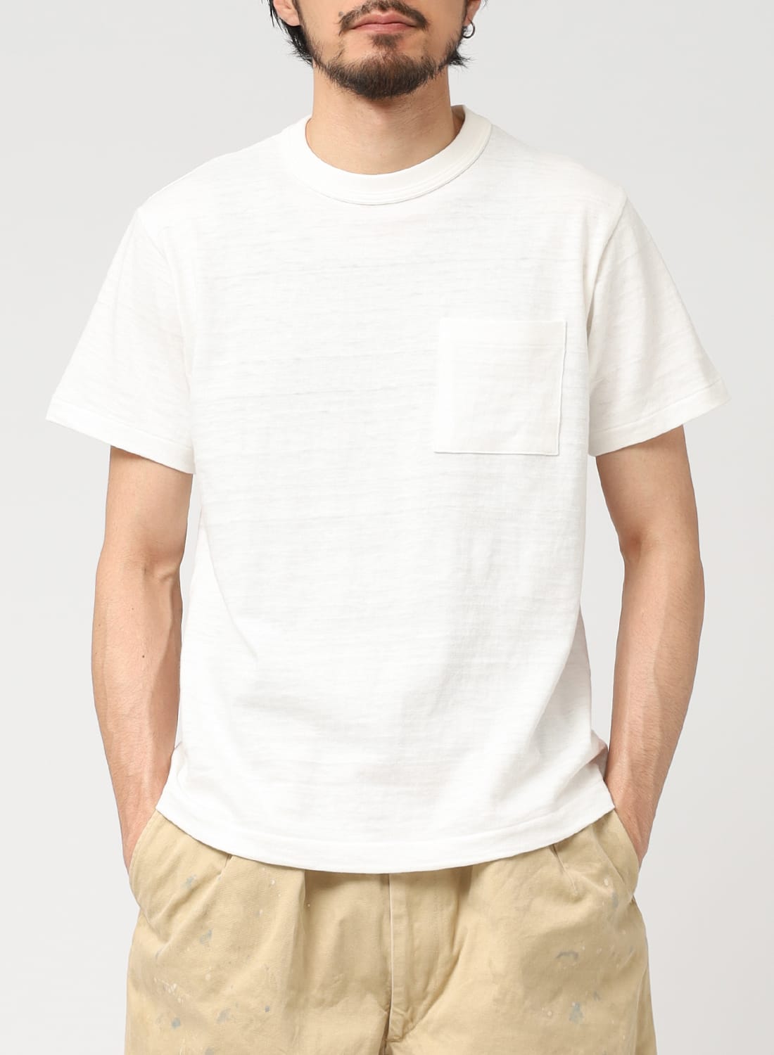 ウエアハウス Lot.4601 S&S サイズL ワンウォッシュ　オフホワイト WAREHOUSE（ウエアハウス） Lot.4601「S&S」Tシャツ クルーネック 半袖