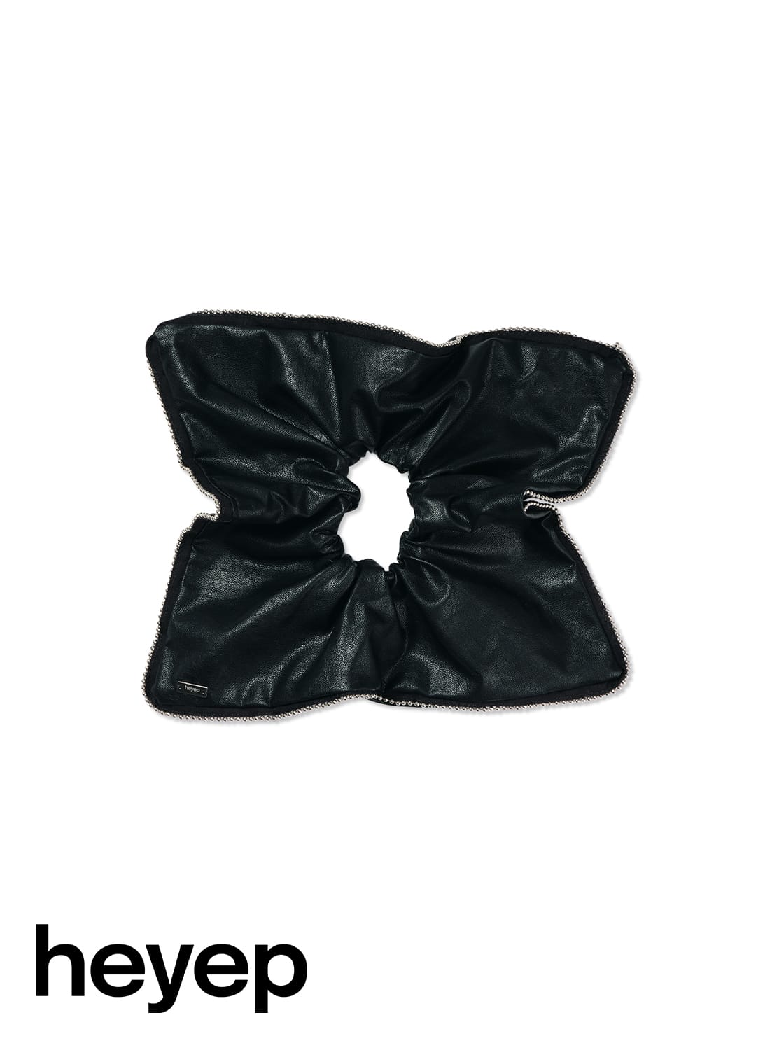 heyep(ヘイップ)/Faux Leather Studded Scrunchie-Medium