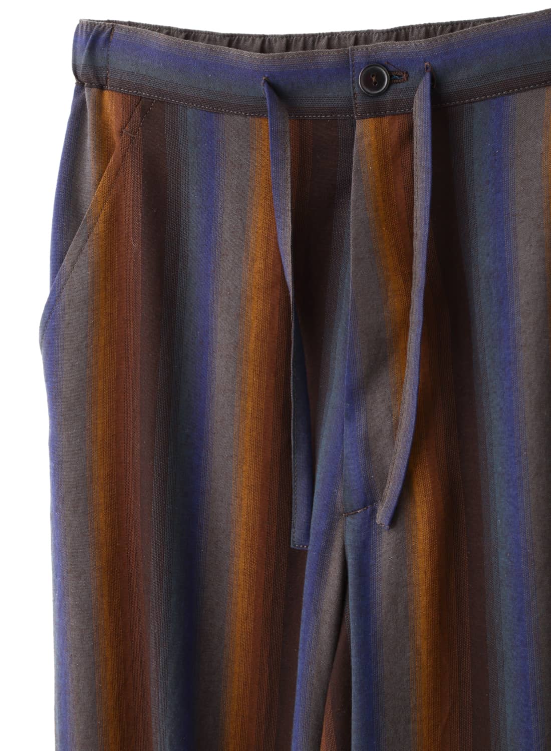 WIDE EASY TROUSERS‐WOOL RAYON GRADETION STRIPE‐|ワイド