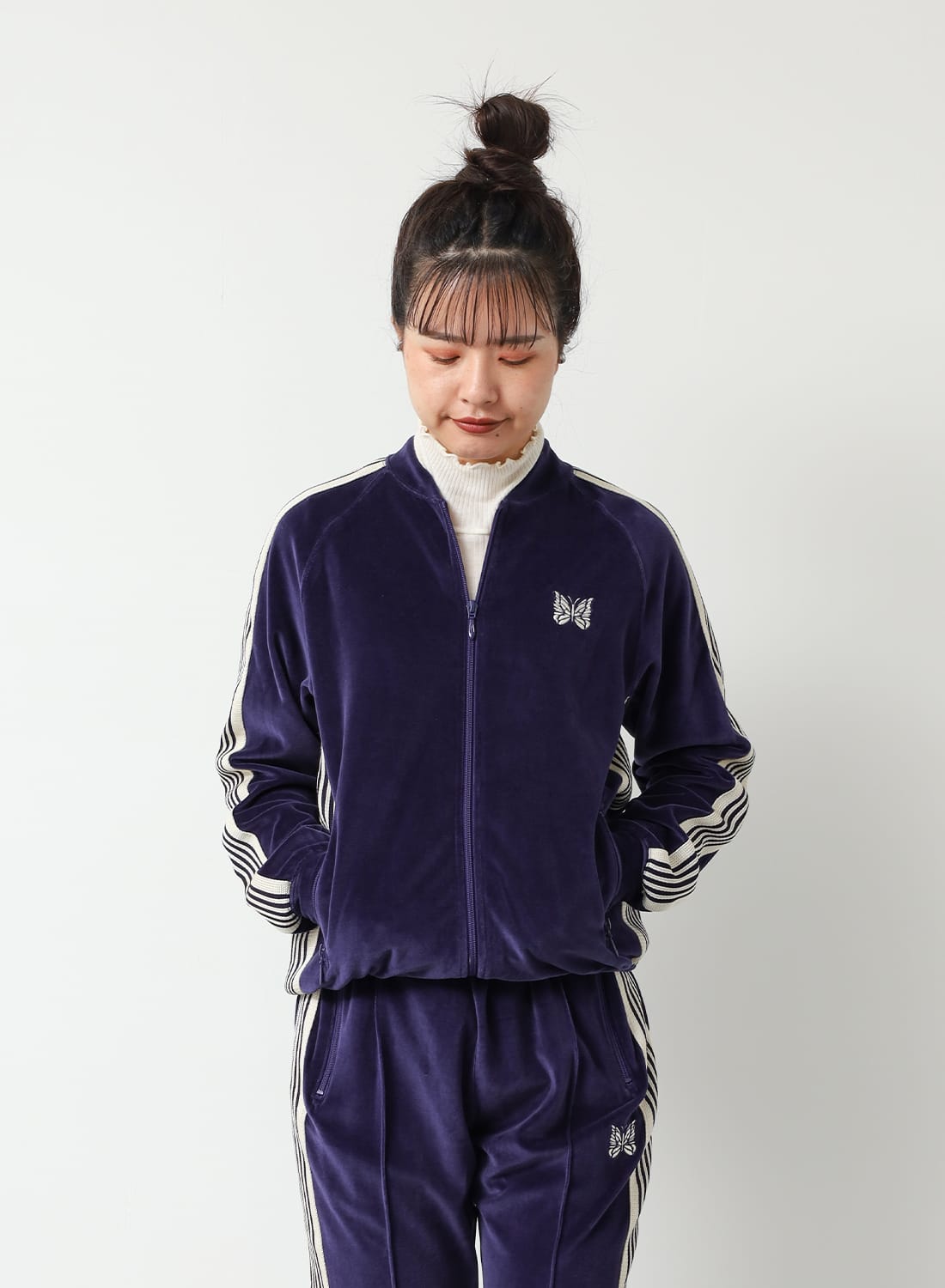 【関税込み】NEEDLES パープル リブカラー トラックジャケット NEEDLES（ニードルズ）Rib Collar Track Jacket - C/PE Velour