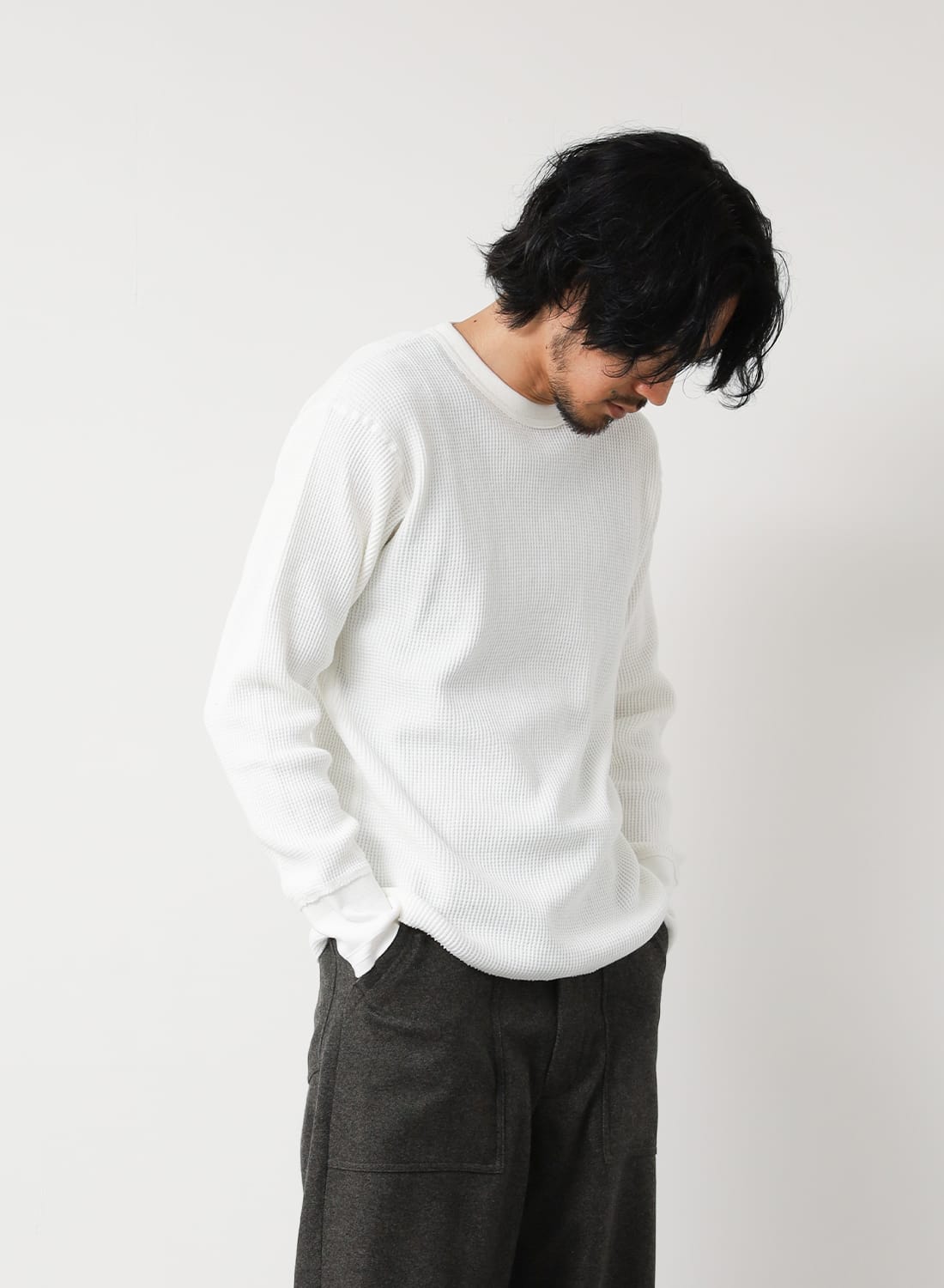 10%OFFクーポン対象】THERMAL KING WAFFLE CREWNECK L/S|サーマル