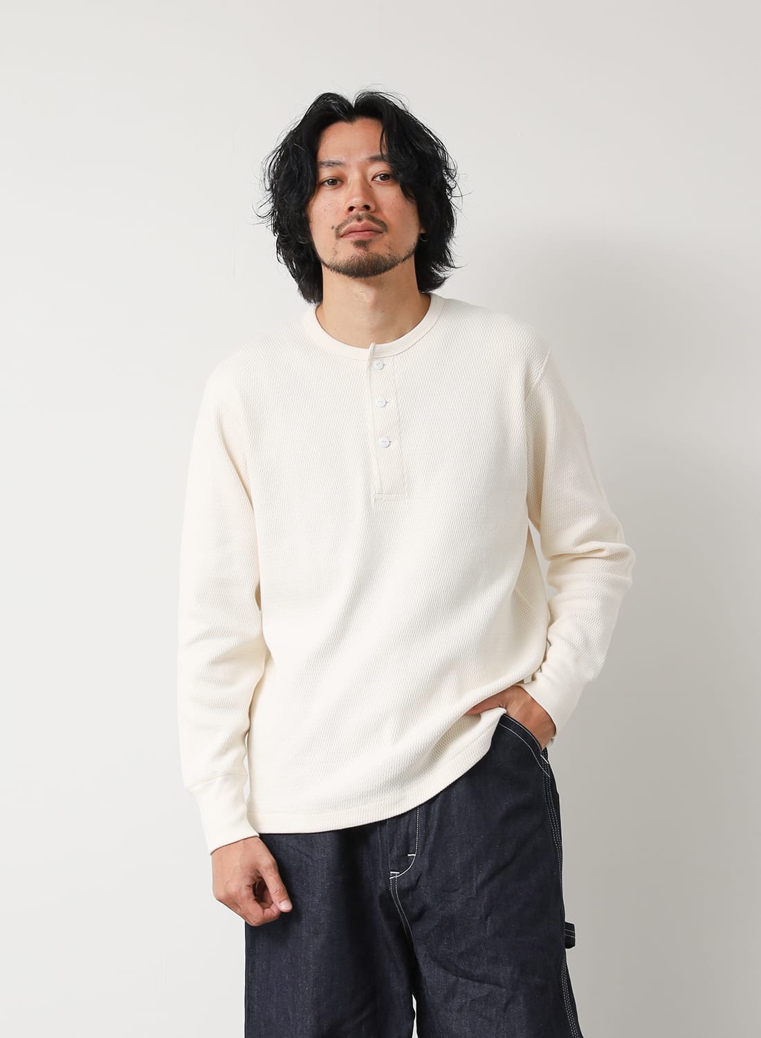 THERMAL KING RASCHEL HONEYCOMB HENLEYNECK L/S|サーマルキング