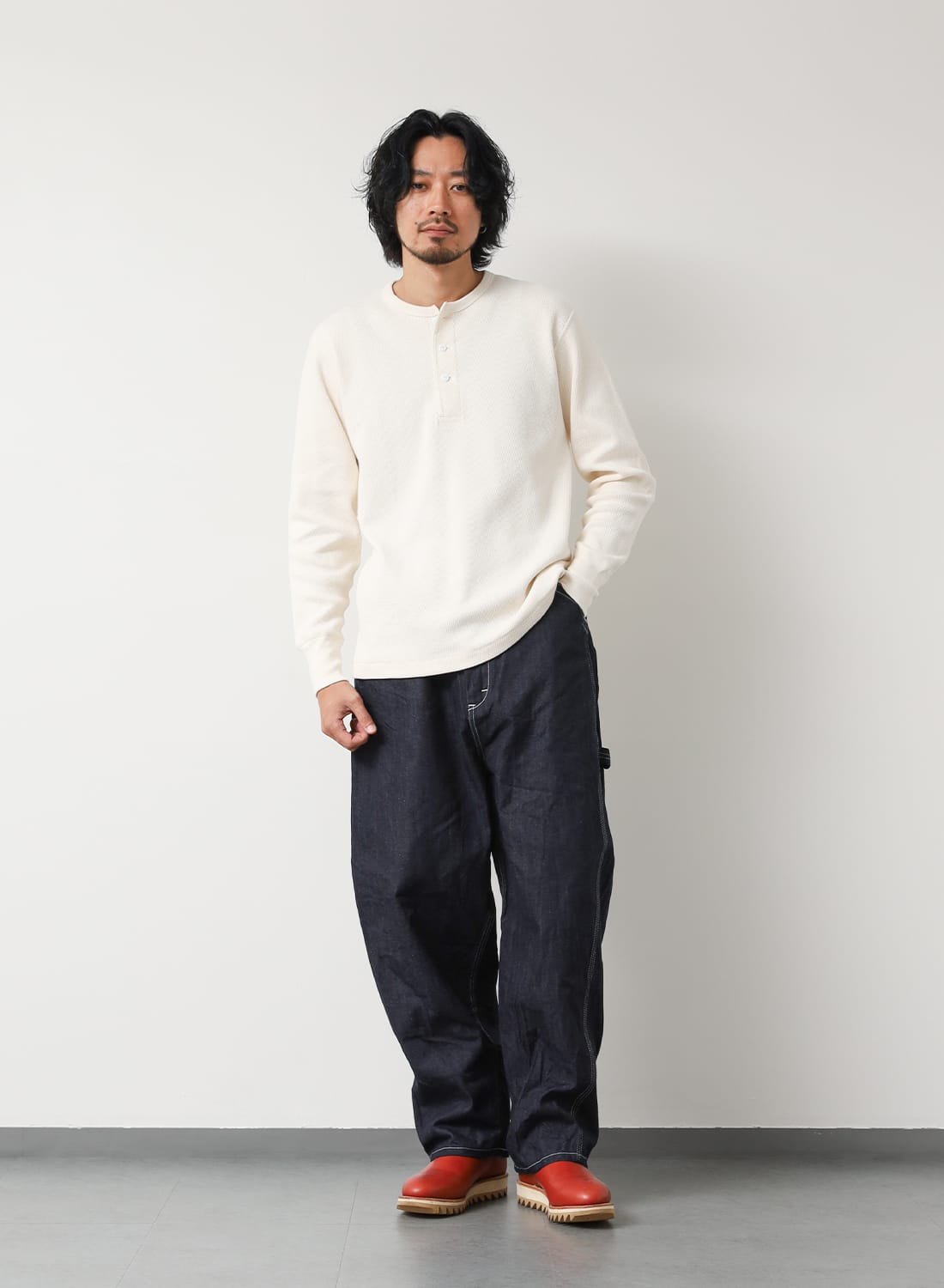 THERMAL KING RASCHEL HONEYCOMB HENLEYNECK L/S|サーマルキング