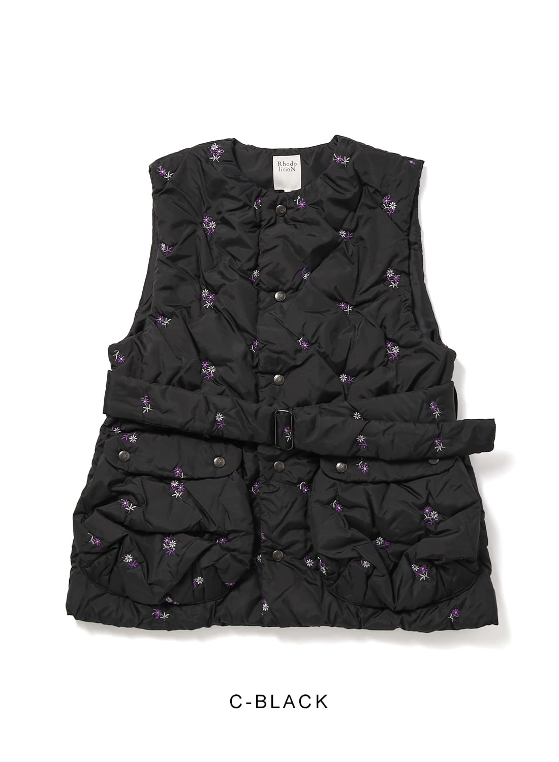 PADDED VEST - ORIGINAL FLORAL PATTERN EMBROIDERY|パディッド ベスト