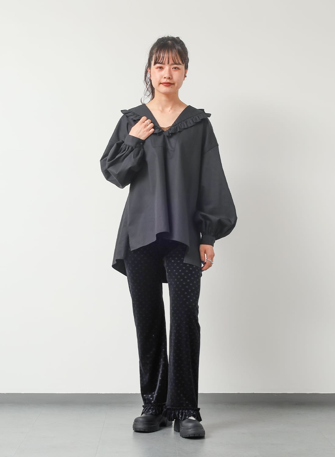 FRILL HEM PANTS - VELOUR|フリルヘムパンツ - ベロアフリルヘムパンツ