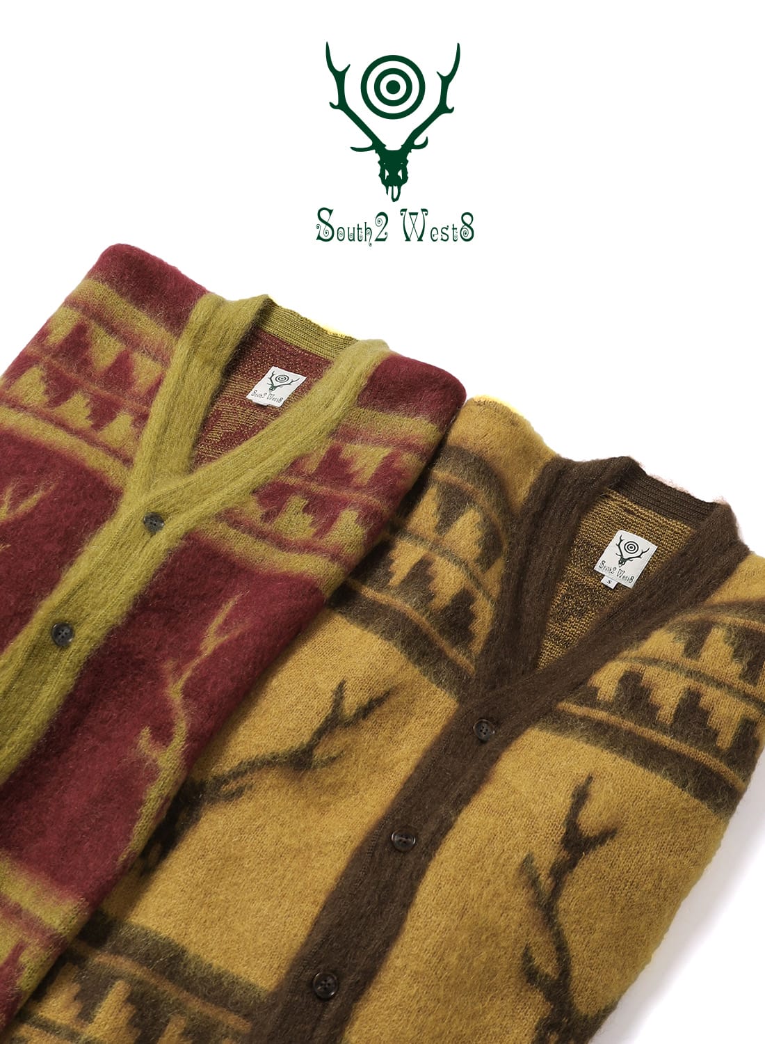 south2west8 ターゲットスカル 総柄 カーディガン south2west8