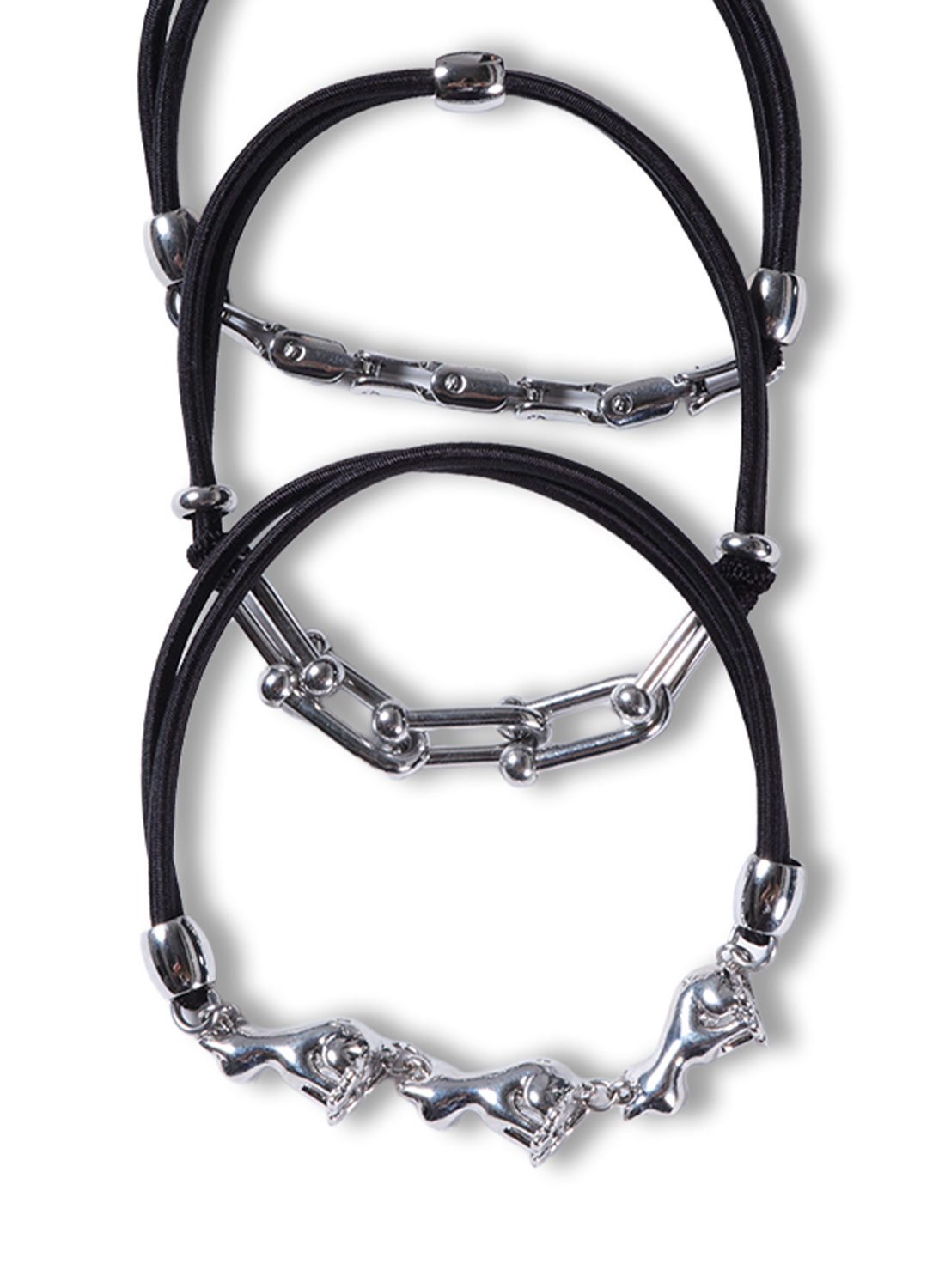 CAT＆METAL PARTS HAIR TIES - 3 PIECE SET|キャット＆メタルパーツ