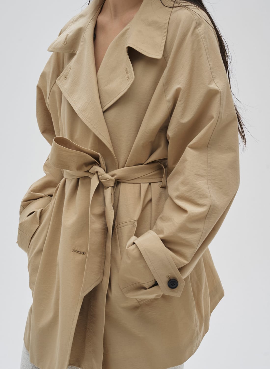 美品 23SS セオリーリュクス クロップドジャケット ショート トレンチコート SPRING SHORT TRENCH|【26SS先行予約】スプリングショートトレンチ