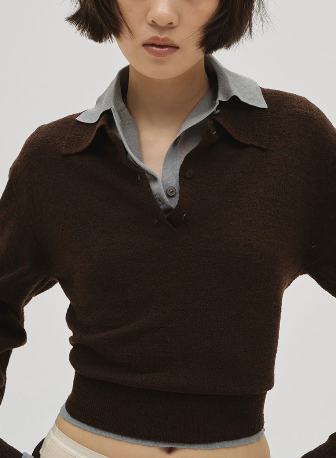 DECEMBERMAY レイヤード　ニットポロ LAYERED POLO KNIT|【26SS先行予約】レイヤードポロニット【26SS先行