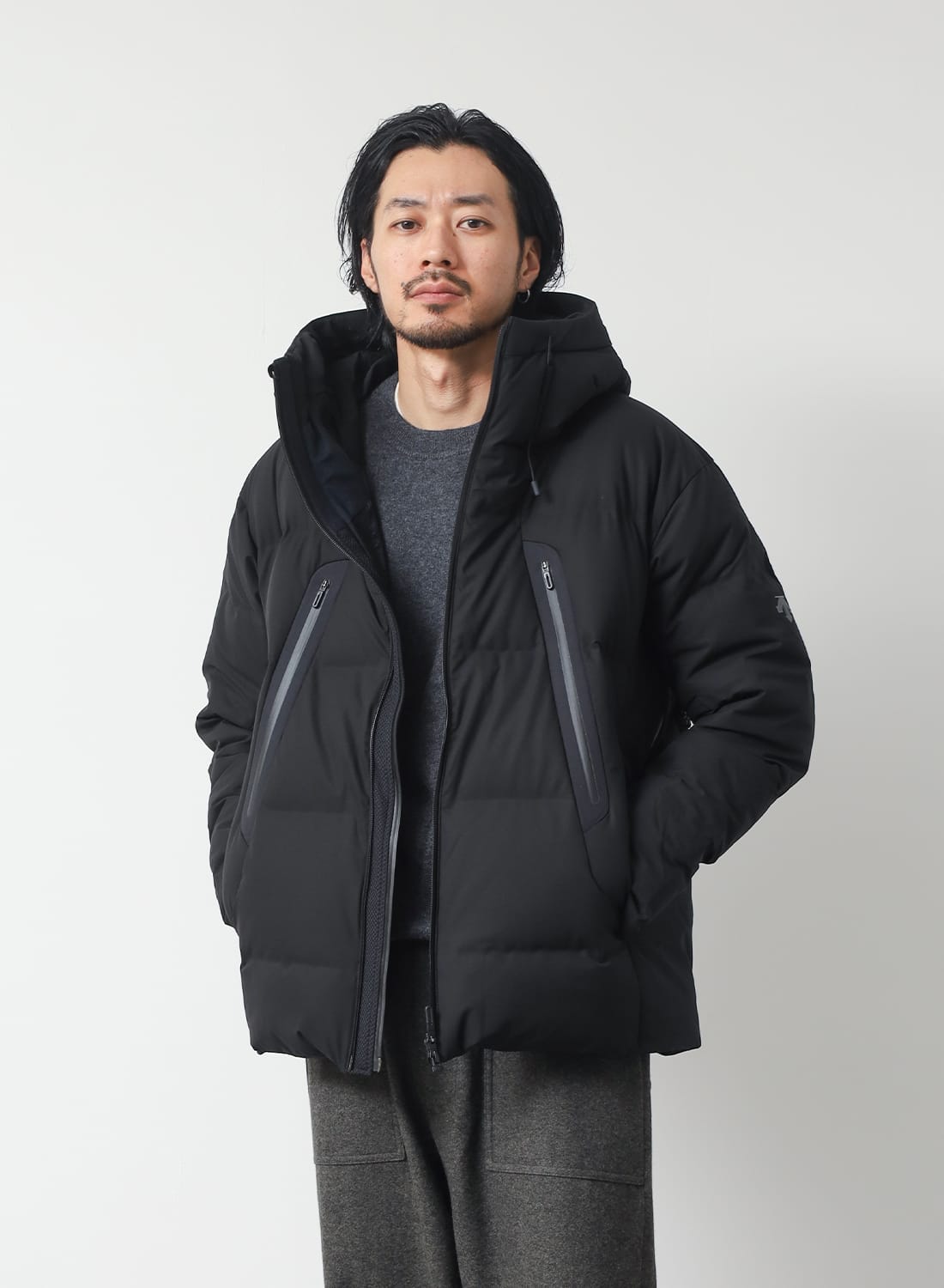 美品 デサント オルテライン マウンテニア 水沢ダウン ブラック Oサイズ MIZUSAWA DOWN OVERSIZED JACKET 