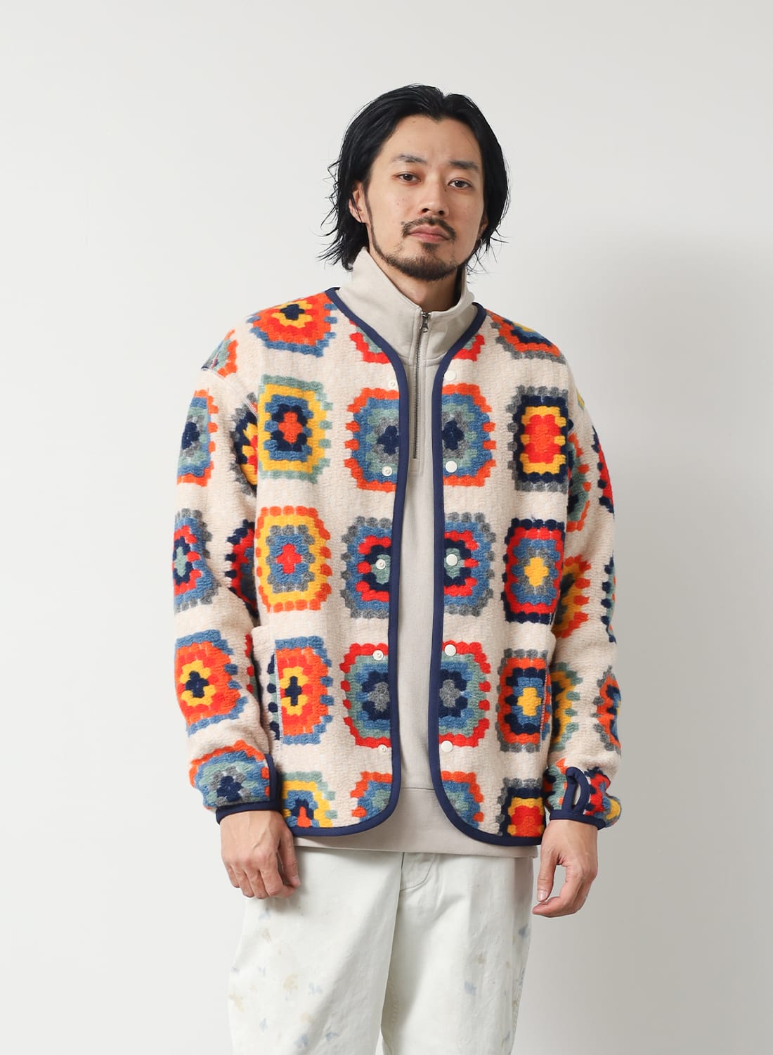 WOOL JACQUARD CARDIGAN|ウール ジャカード カーディガンウール ジャ