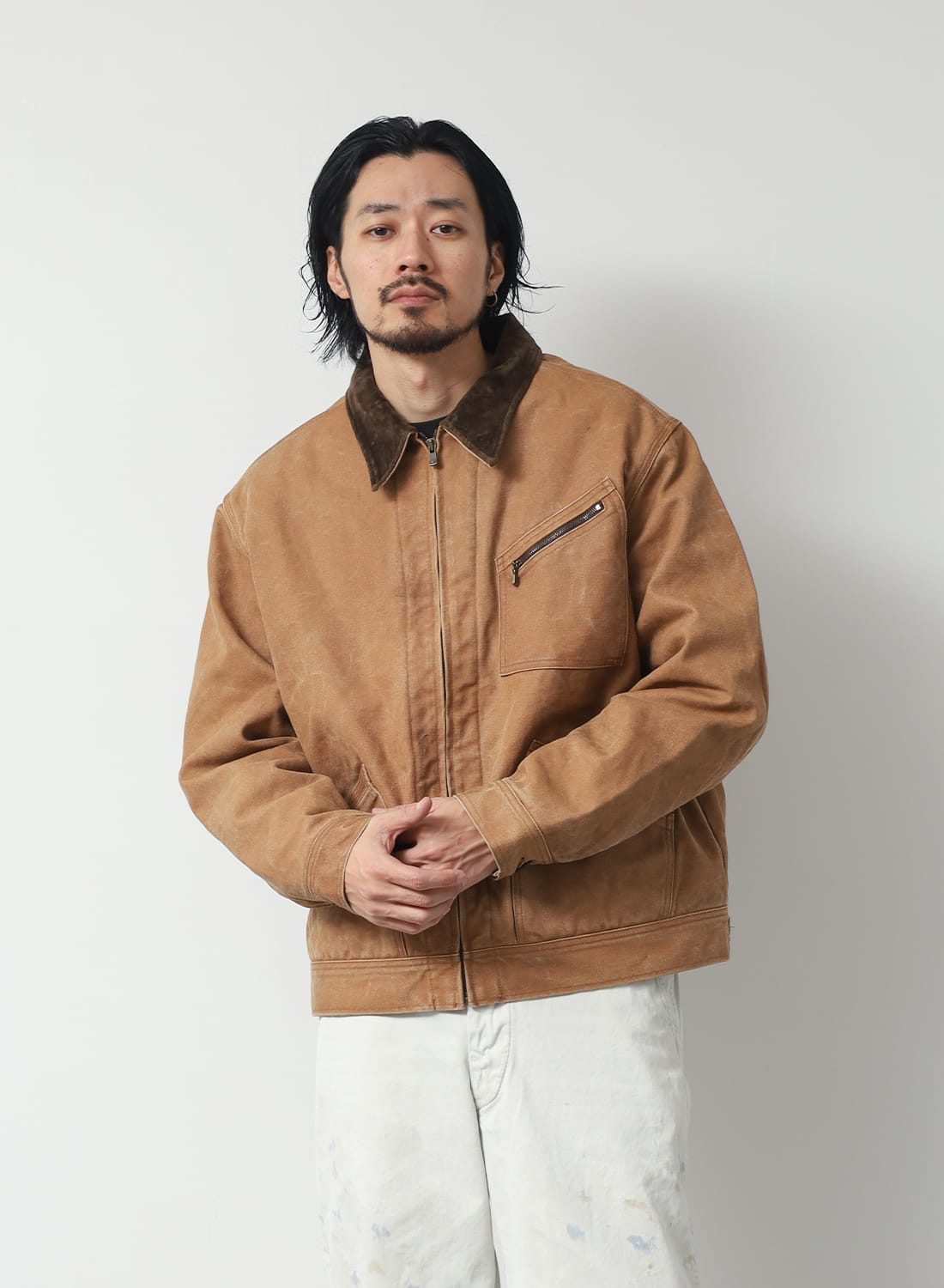 ZIPPED WORK JACKET - DUCK CANVAS / KAKISHIBU PAINT|ジップドワーク