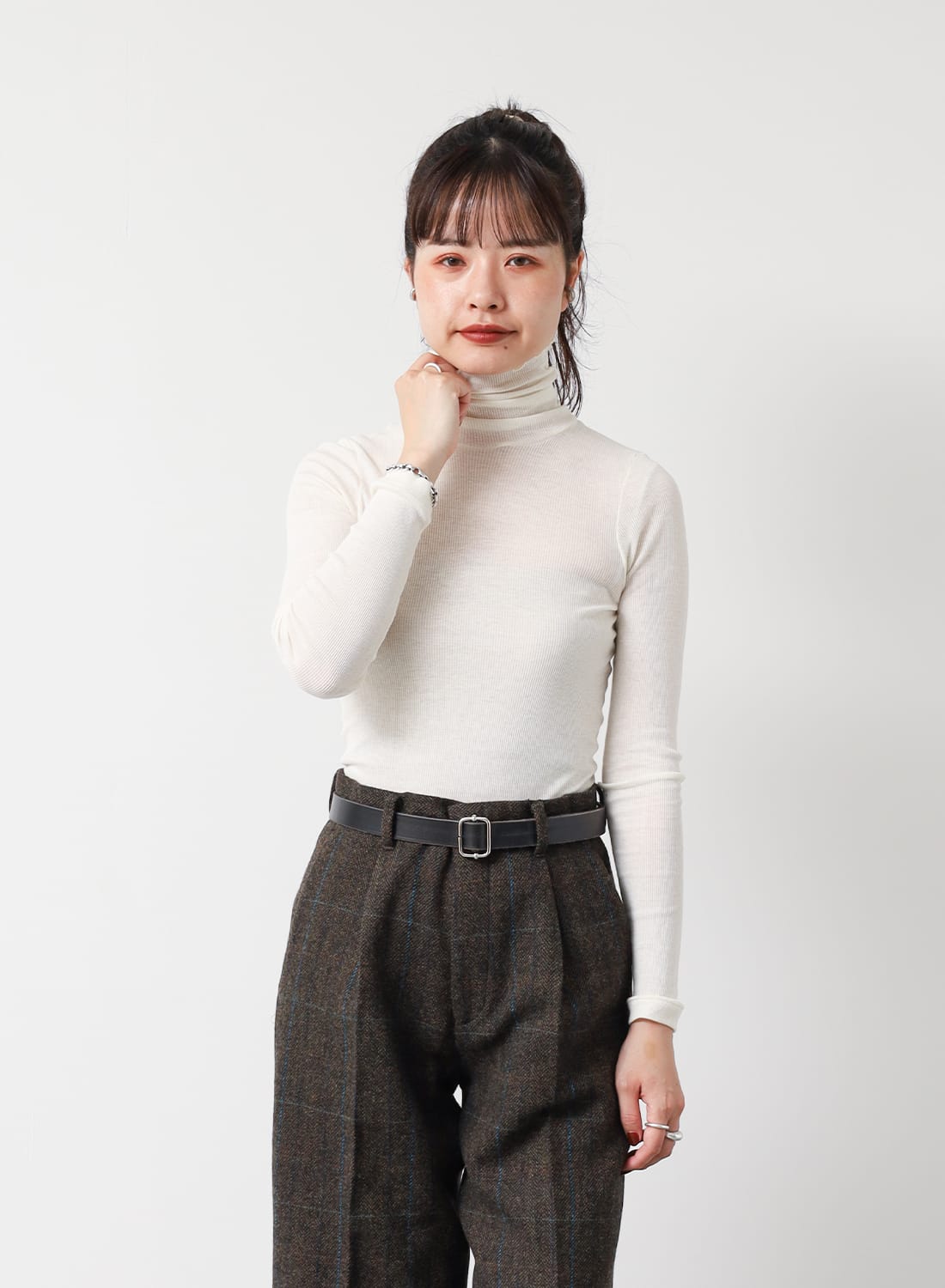 COTTON CASHMERE RIB TURTLENECK L/S T-SHIRT|コットン カシミヤ リブ
