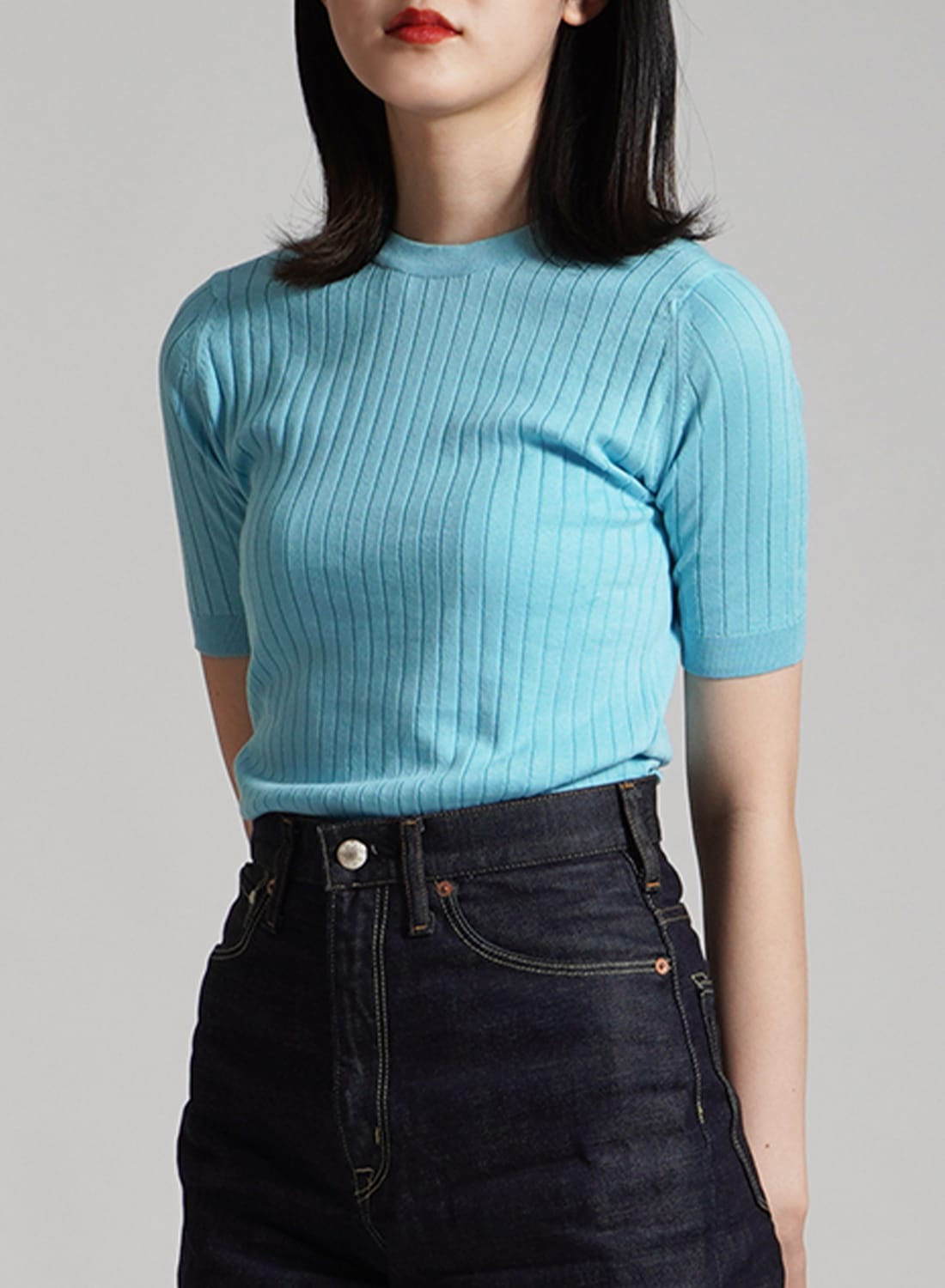 JOHN SMEDLEY/30G SEA ISLAND COTTON CREW NECK RIB KNIT|30G シー